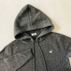 CELINE Women's Size XS Gray Knit Pullover Hoodie Sweater Wool Cashmere NEW